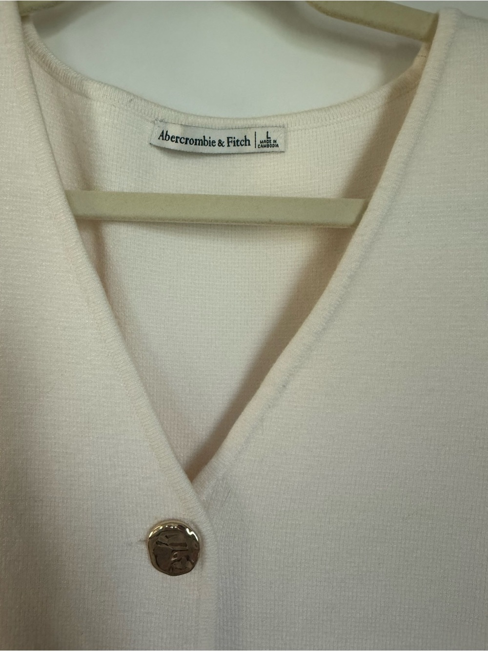 Abercrombie & Fitch Cream Button-Front V-Neck Vest Large - Picture 2 of 4